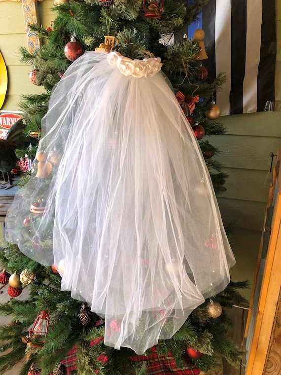 Pre Loved Double Bridal Veil: Tulle, Rhinestones, Roses