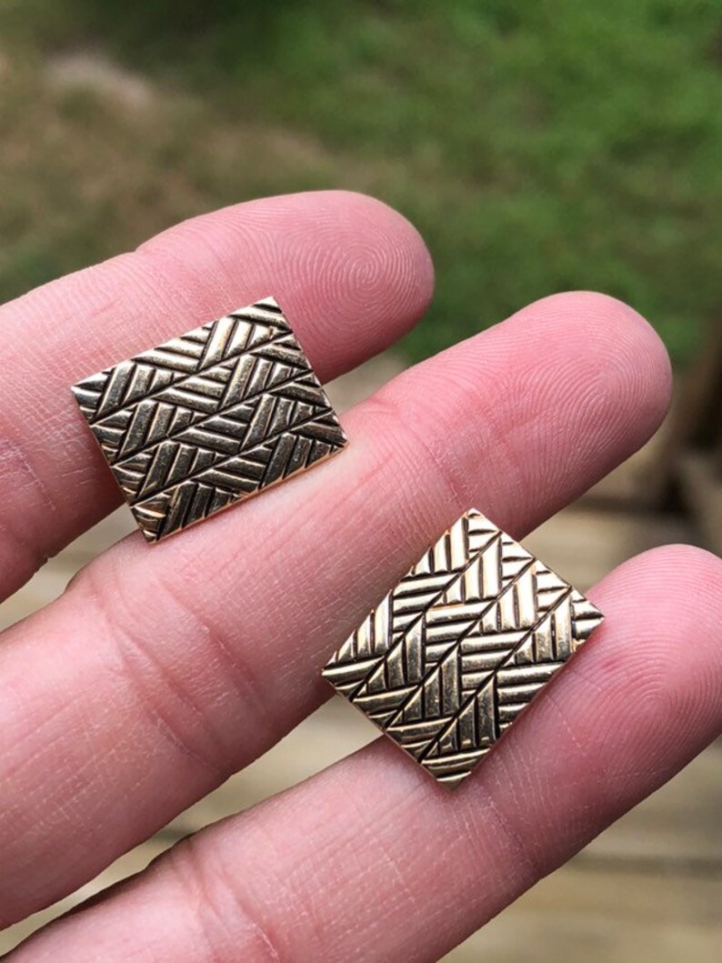 Trio of Gold Tone Vintage Cufflink One Marked Swank #swankcufflinks #vintagemenscufflinks