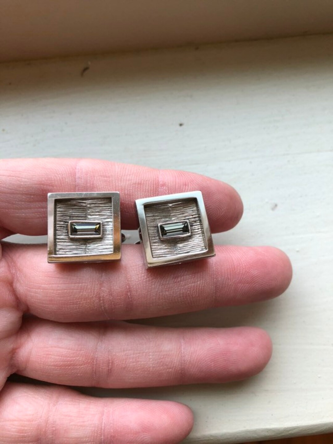 Vintage Swank Silver Tone and Rhinestone Cufflink 3/4 Inch Etsy
