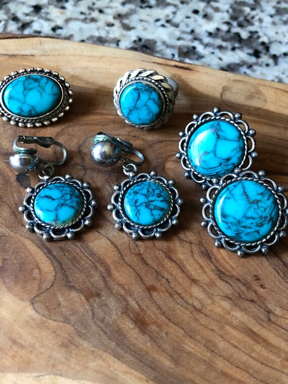Sancrest Cufflinks Set Vintage Blue Stone