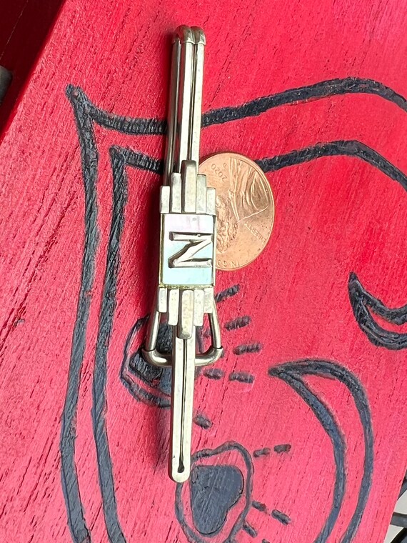 Vintage SilverTone Monogram N Tie Bar 2.50 inch #vintagetiebar