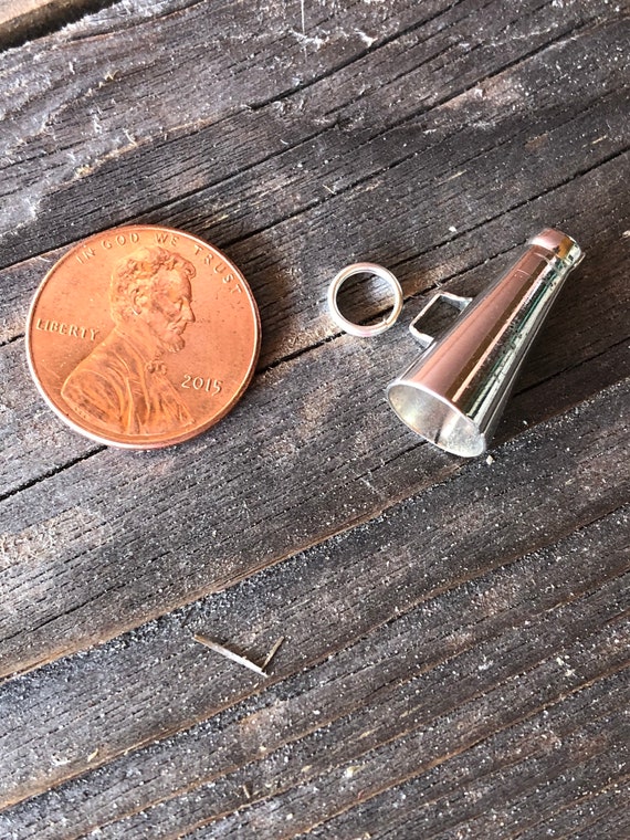 Sterling Silver Mega Phone Charm #cheerleadercharms #cheerleadercharmbracelets #megaphonecharm