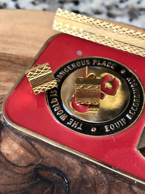 Tie Pin with Matching Gold Tone Earrings ( Unisex ) Jewelry Set #unisexjewelry #earringsandtiebar #doublepiercedearrings