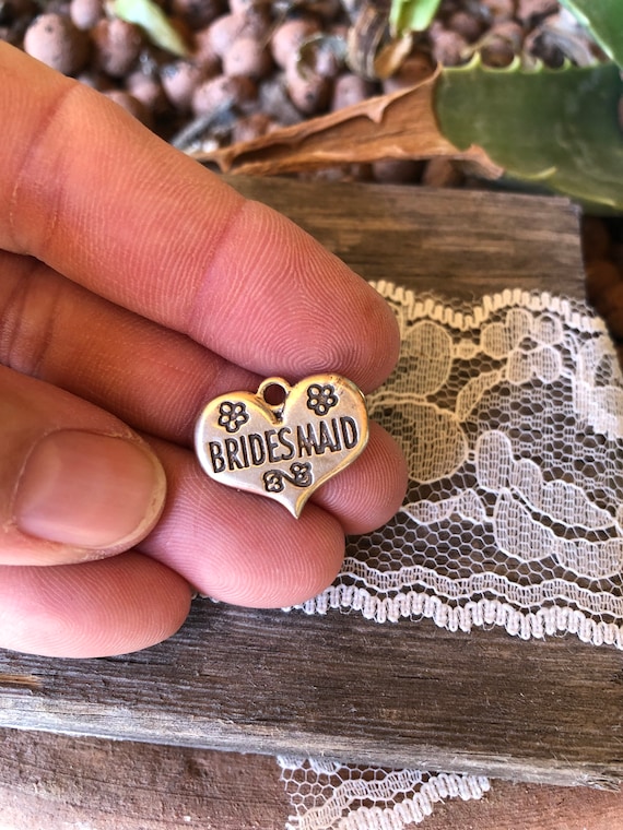 Sterling Silver Heart Bridesmaid Charm, Bridal Gift