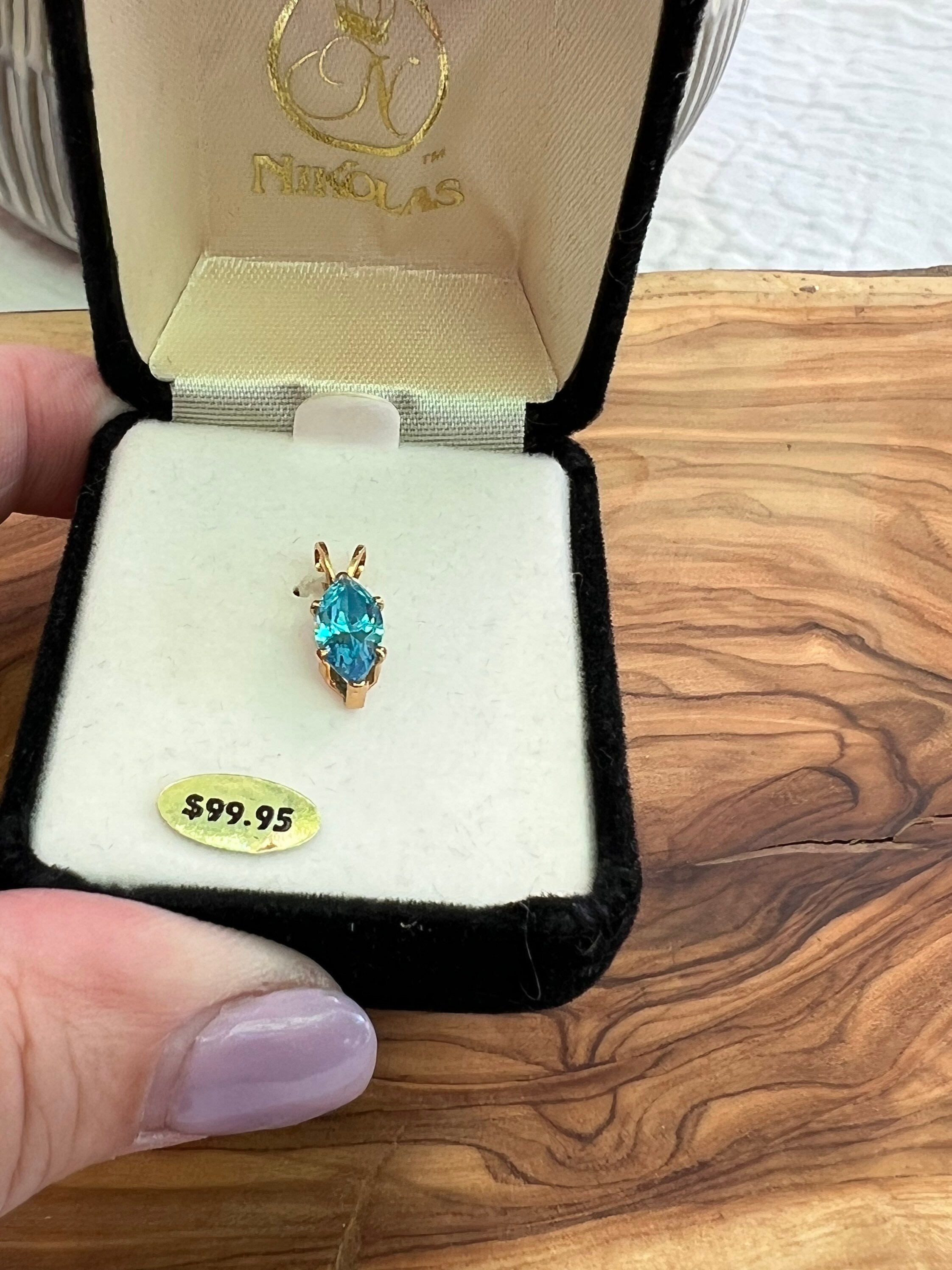 Original House of Nikolas CZ Topaz Pendant in Original Box