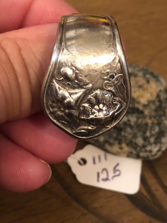 Vintage Hand Turned Silverware Ring size 12.5 Number 111 PDV #vintagesilverwarerings #handmadejewelry