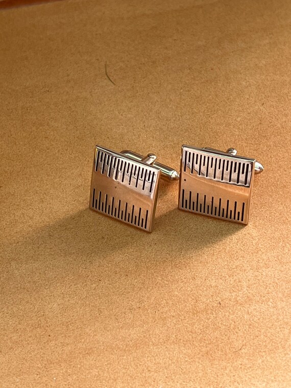 Vintage Gold Tone Measurement Tape Cufflinks #vintagecufflinks