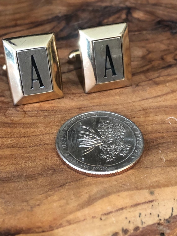 Vintage Swank Monogrammed A Gold Tone Cufflinks #monogrammedcufflinks #cufflinks