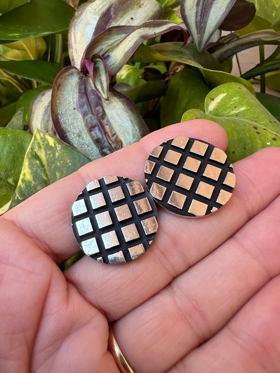Vintage SilverTone Checker Board Cufflinks #cufflinks #checkerboards #vintagecufflinks