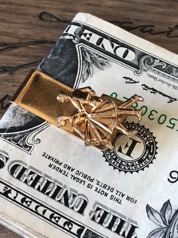 Vintage Gold Tone Country Western Dancers Money Clip