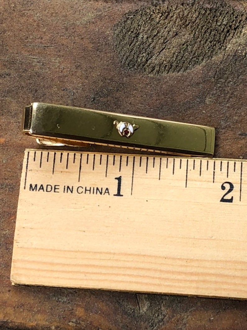 Vintage Speidel Gold Tone Cufflink and Tie Cliff Set with Enamel Accent Shiner Set