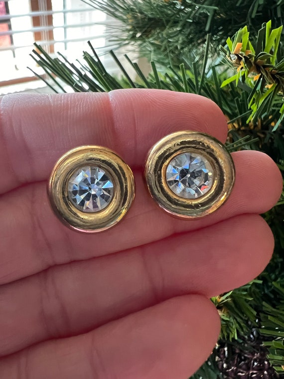 Vintage Avon Gold Tone CZ Earrings for Pierced Ears #vintageavonjewelry #avonjewelry