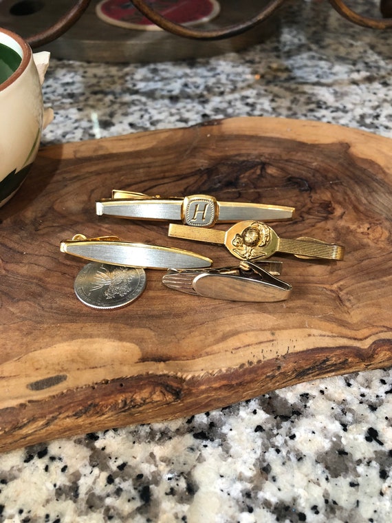 Vintage Monogrammed Tie Clip Set, Marine Corps Gold Tone