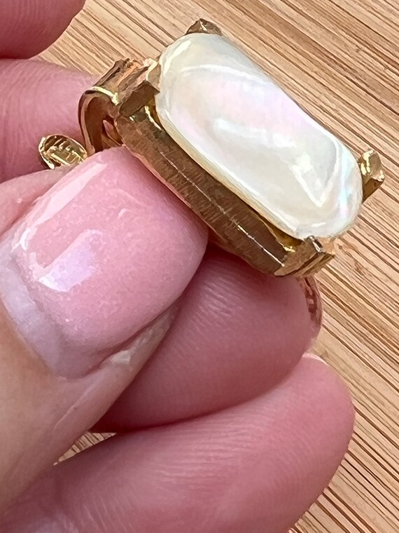 Vintage Gold Tone Tie Clip with Mother of Pearl Inlay