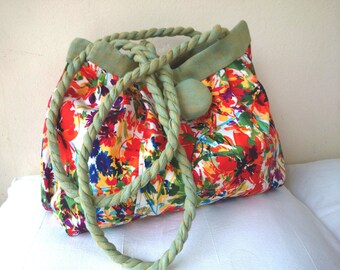 Flower bag, trendy and casual chic handbags, shoulder bags, fabric fashion bags, handmade large purse