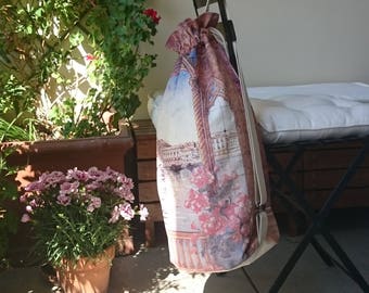 Large duffel bag, My italian trip picture printed on canvas. Beach bag, sport bag,  weekend bag or travel bag, casual chic, trendy style.