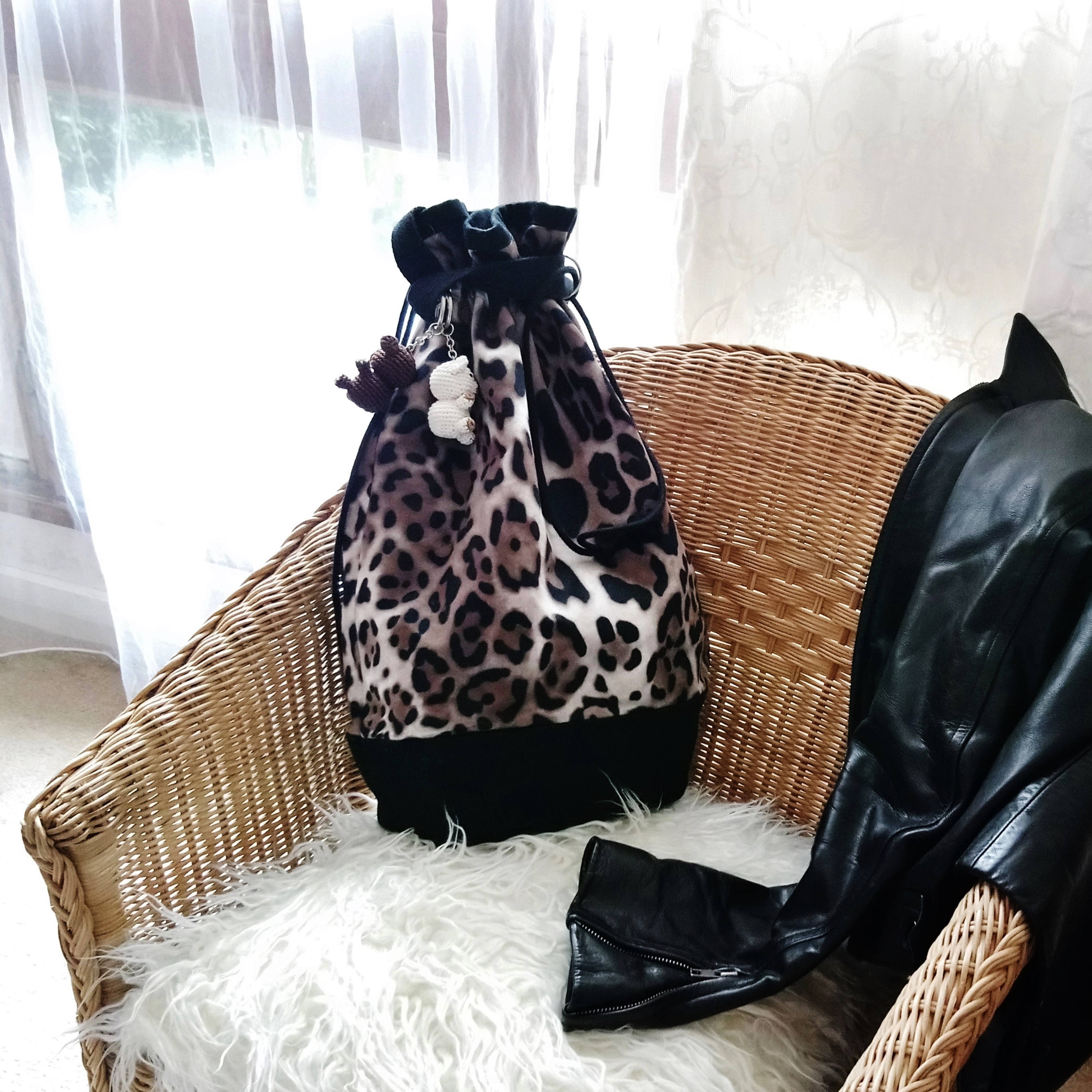 Leopard Bag Bucket Bag Large Leopard Handbag Trendy Casual 