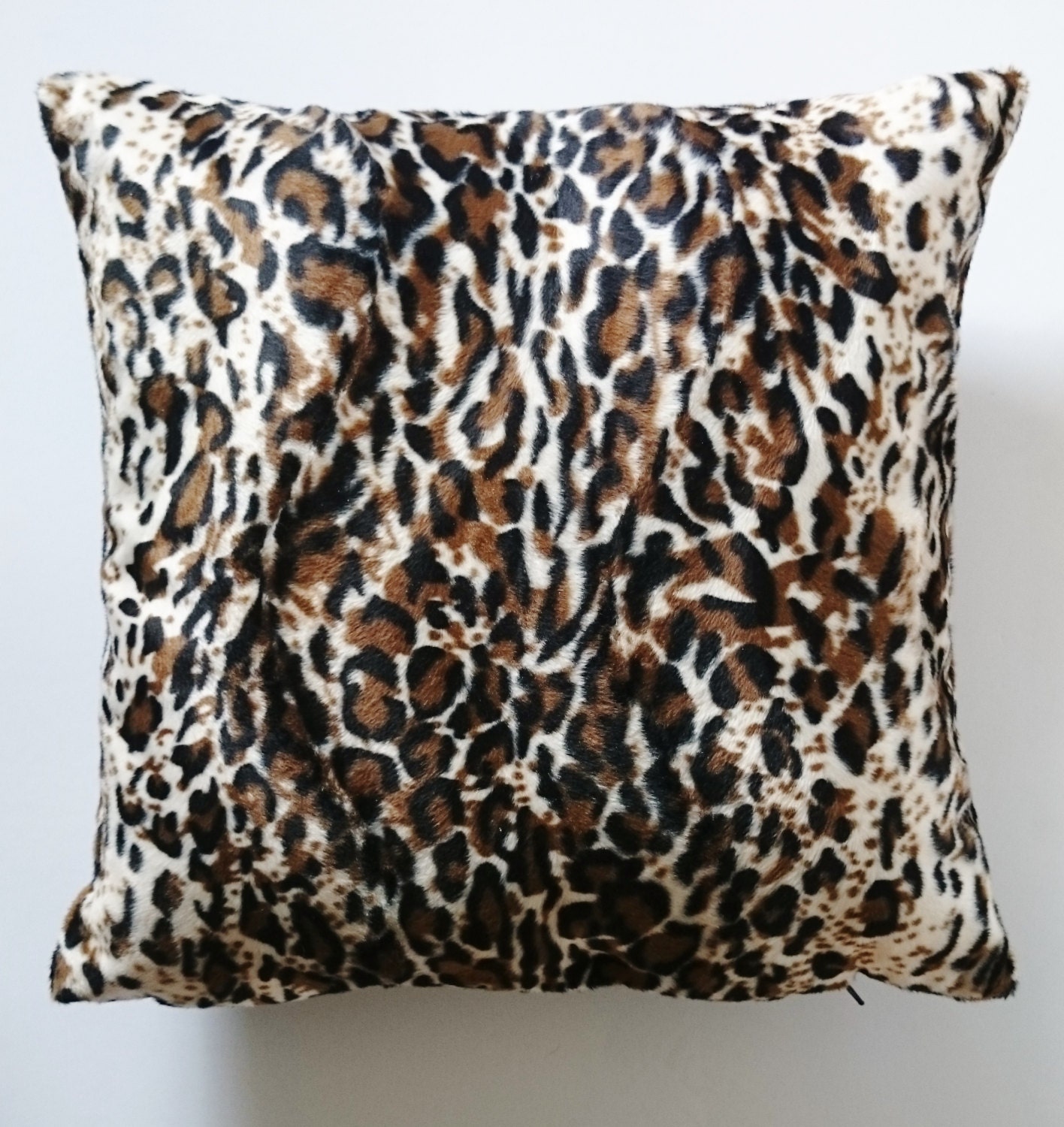 Coussin Leopard, Coussin Velours Impression Léopard sur Les Deux Faces, Housse de Coussin, Fait Main