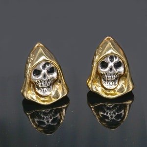 Gold  Skull Head  Bead , Skull Symbol Spacer Beads , 8k Gold Spacer Beads