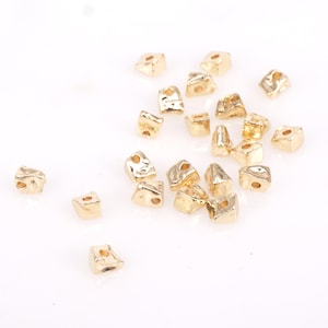 20pcs Drilled Nugget Bead Irregular Stone Beads, Gold plated Brass, Jewelry Making