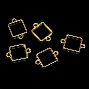 Gold Color Open Bezel Blank, Square Connector  Frame Drop Hollow Pendants Setting , Resin bezel Diy Resin Jewelry
