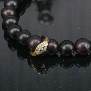 8K Gold Mala Eye Spacer Bead,  Gold Tone Bead ,2 Eyes Spacer Beads , 12mm x 16mm
