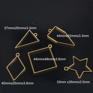 Gold Color Open Bezel Blank  Frame Drop Hollow Pendants Setting , Resin bezel Diy Resin Jewelry
