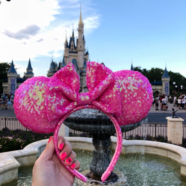 Hot Pink Irresiscent Minnie Ears