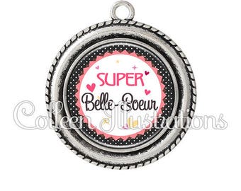 2 pendant cabochons 25mm Super sister - series