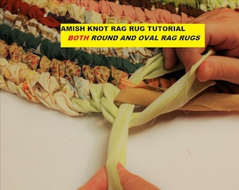 PDF Amish Knot Rag Rug Tutorial, Round Rug & Oval Rug Tutorial, AKA Toothbrush Rug Pattern, No Sew Rag Rug, PDF Rag Rug Pattern