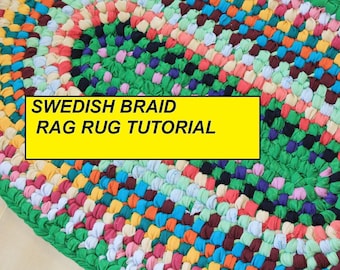 Oval Swedish Braid Rag Rug PDF Tutorial, aka Double Toothbrush Rug Pattern, How to Make a No Sew Rag Rug, DIY Rag Rug, PDF Rug Pattern