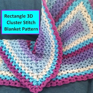 DIY Rectangle 3D Cluster Stitch Blanket PDF Pattern