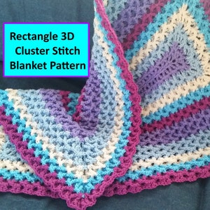 DIY Rectangle 3D Cluster Stitch Blanket PDF Pattern