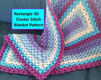 DIY Rectangle 3D Cluster Stitch Blanket PDF Pattern