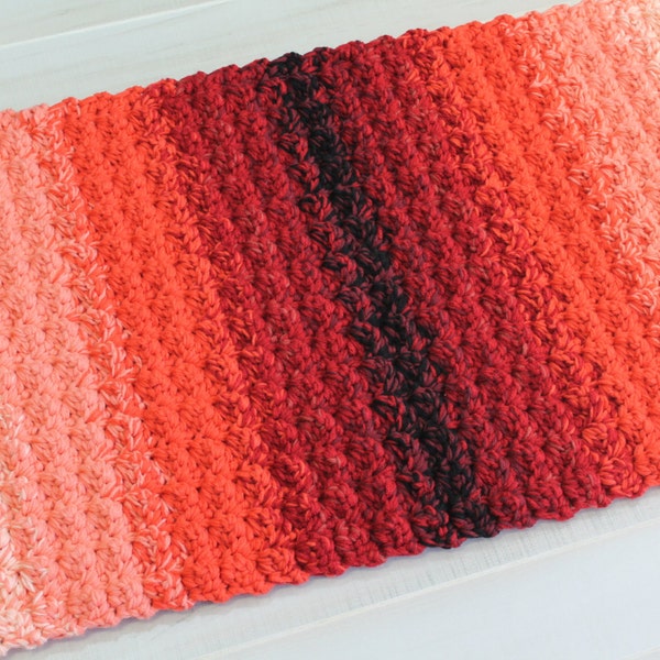 Yarn Crochet Rug - 20x36 Rectangle in Orange Ombre - Throw Rug - Accent Rug - Crochet Statement Rug - Home Floor Decor - Modern Home Rug