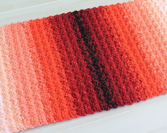 Yarn Crochet Rug 20x36 Rectangle in Orange Ombre Throw Rug Etsy