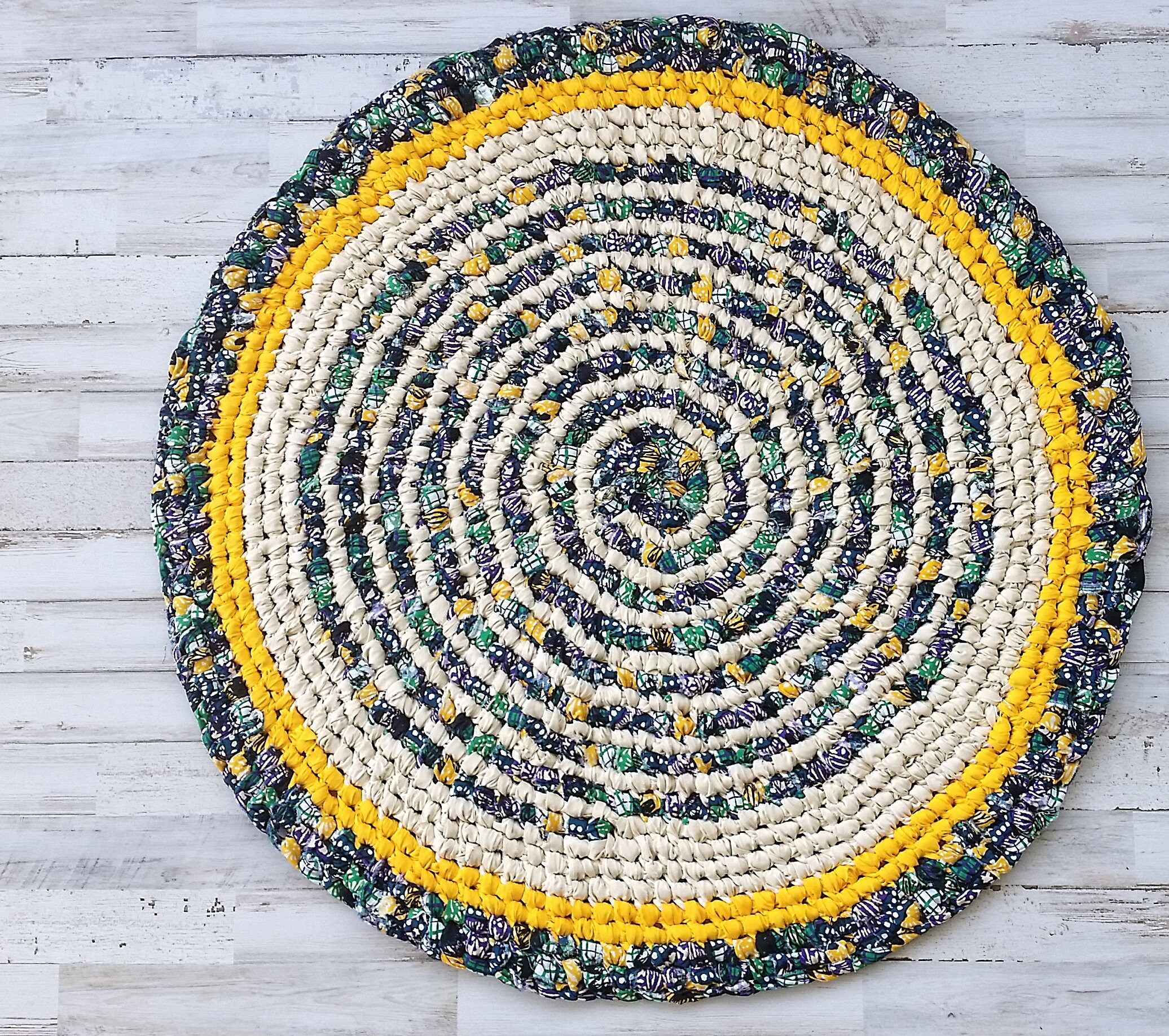 Round Amish Knot Rag Rug in Mardi Gras Colors With a Unique Etsy India