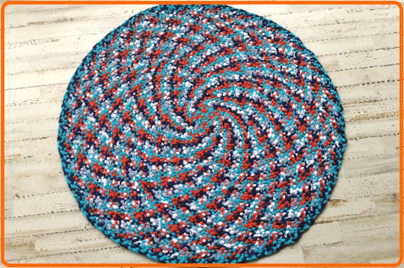 Braided Rug, PDF 8 Strand Braid-in Round Rag Rug Tutorial, DIY No Sew Braided Rag Rug Pattern image 9