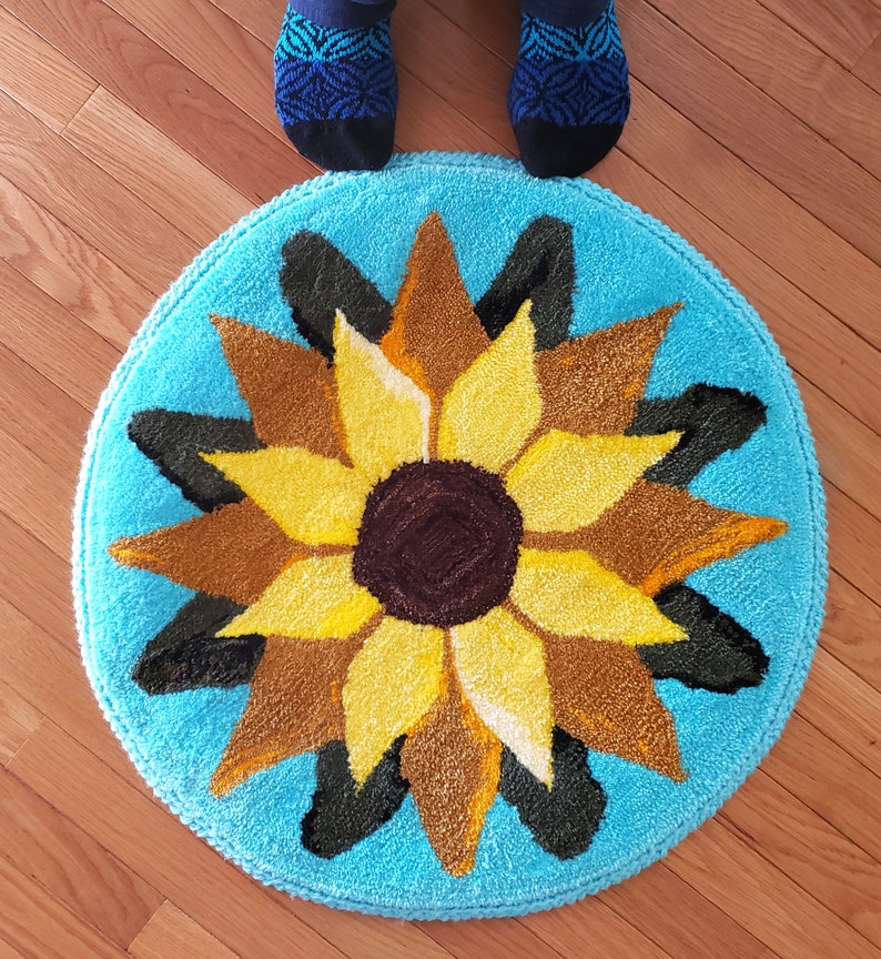 Hand Tufted Sunflower Rug | Etsy