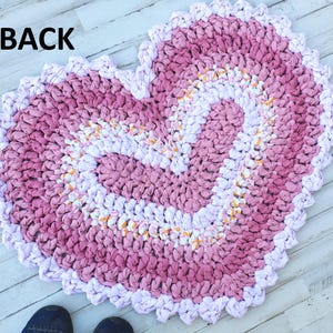 Pink Heart Rag Rug, Thick Crochet Rag Rug, Cotton Washable Kitchen Rag ...