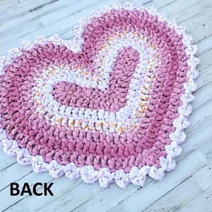 Pink Heart Rag Rug, Thick Crochet Rag Rug, Cotton Washable Kitchen Rag ...