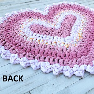 Pink Heart Rag Rug, Thick Crochet Rag Rug, Cotton Washable Kitchen Rag ...