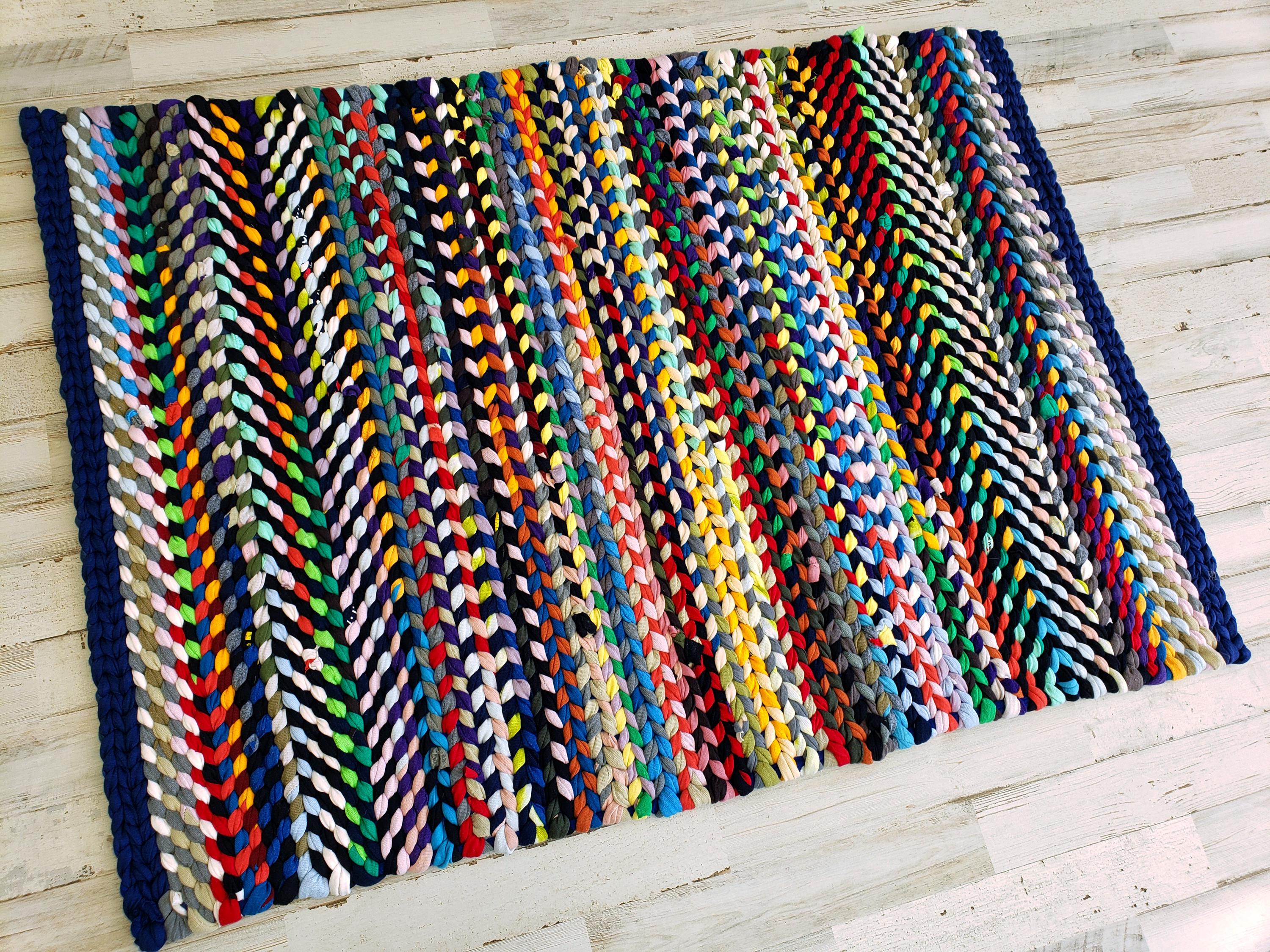 Rug Multicolour Rag Rug Multi Colored Twined Rag Rug, Handwoven With Recycled Tshirts - Etsy