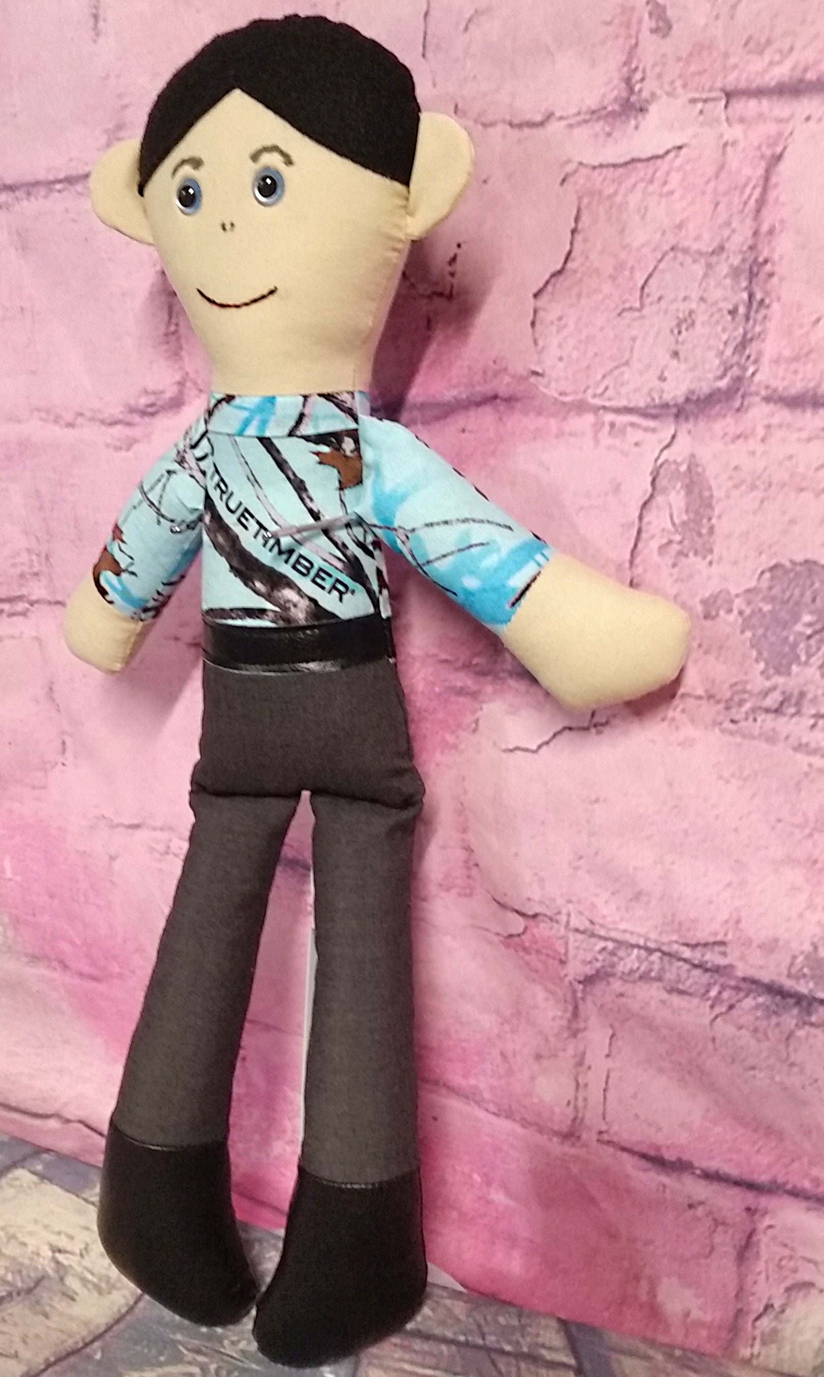 Boy Rag Doll with Black Hair Soft toy fabric doll in boots Etsy