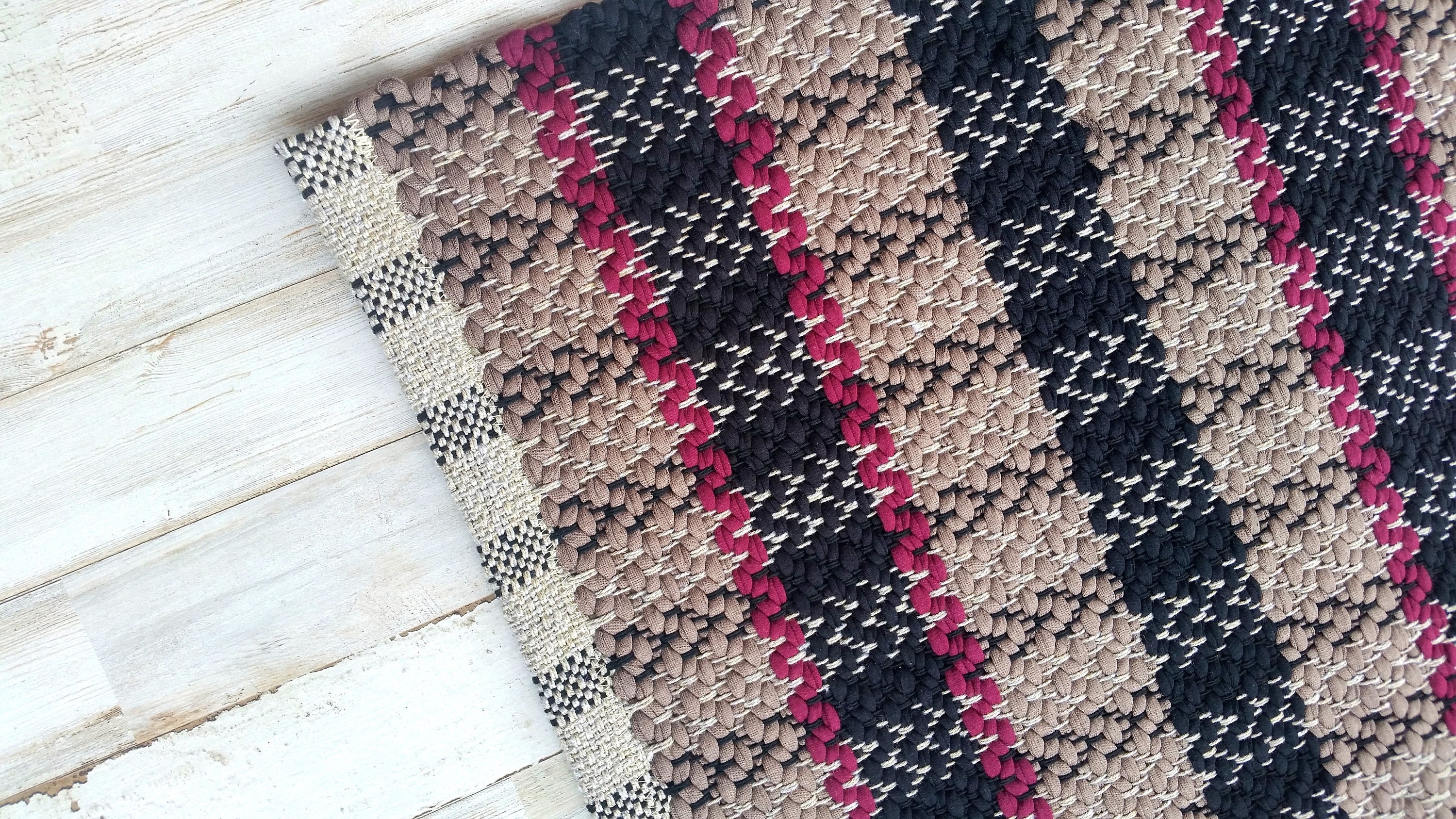 Rag Rug Woven Jersey Cotton 24x43 Swedish Rose Path 50