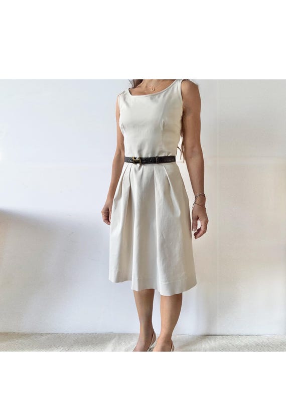 white christmas dresses Prada Lace Intarsia Fit & Flare Dress White Cotton Poplin Size 38 –  Celebrity Owned main image 1