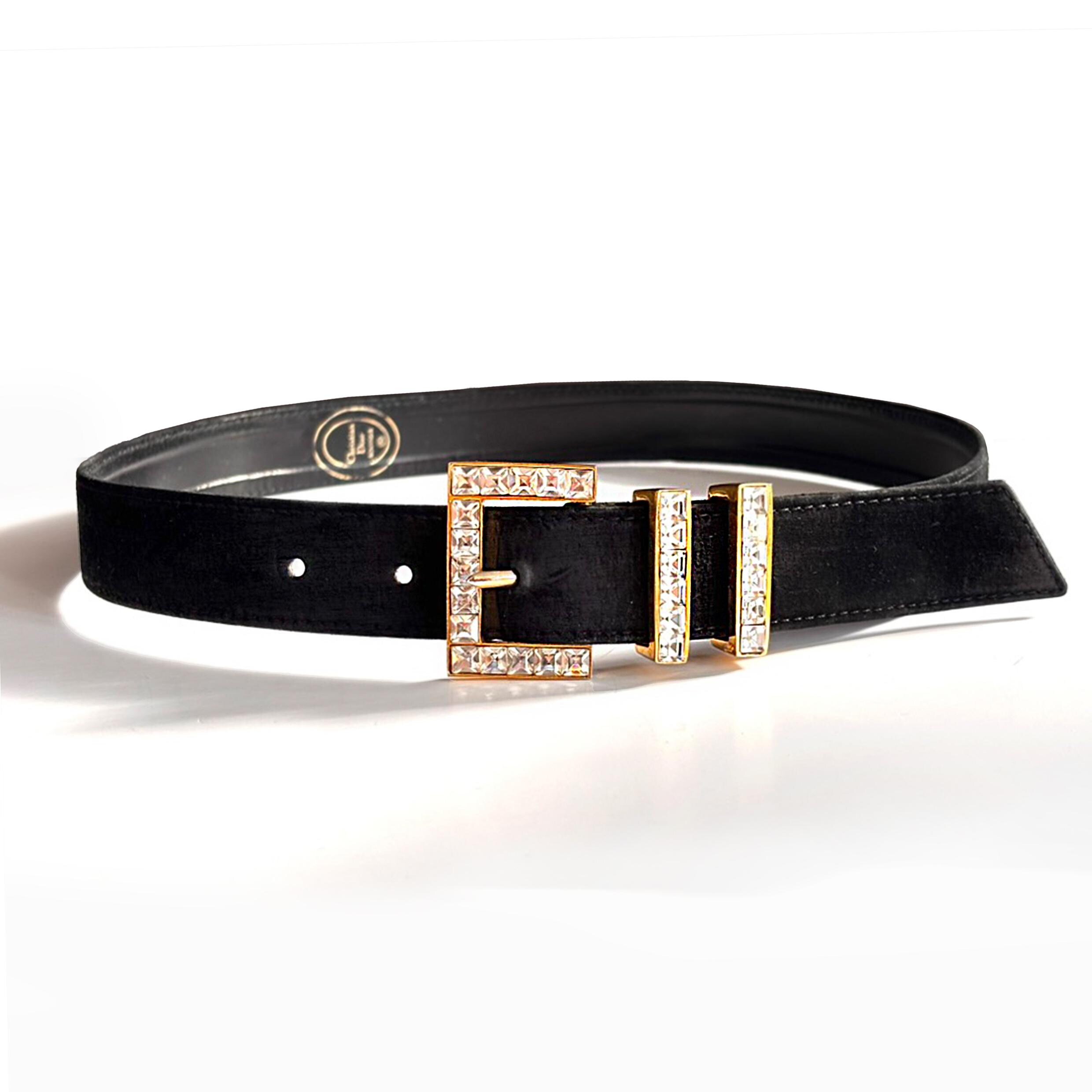 Dior Paris, Vintage Christian Dior Black Suede Belt - Size S  display picture 2