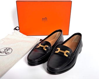 HERMES Paris Stylish Italian Taupe Leather Metal 