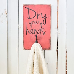 Rustic Wooden Bathroom Sign Towel Hook Sign Distressed Wood - Etsy