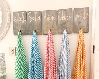 Handmade Custom Personalized name Hooks to Organize Your bathroom or entryway for a minimalist modern farmhouse feel - Gifts under 25